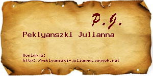 Peklyanszki Julianna névjegykártya